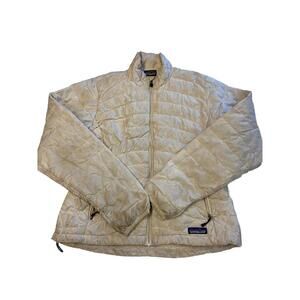Womens PATAGONIA Beige Down Sweater Jacket Sz S 84681